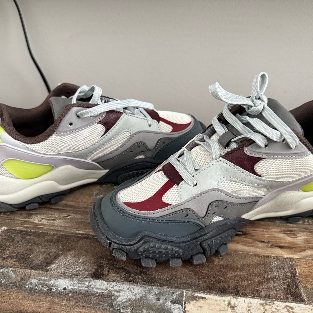 Zara Gray and White Sneakers with Chunky Sole